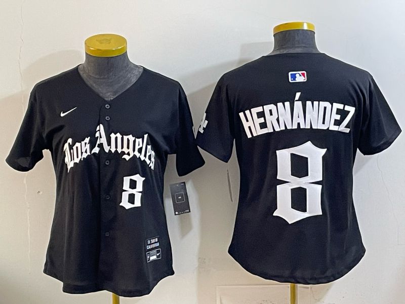 Women Los Angeles Dodgers #8 Hernandez Black 5th Jointly Name 2026 Nike MLB Jersey style 01->women mlb jersey->Women Jersey
